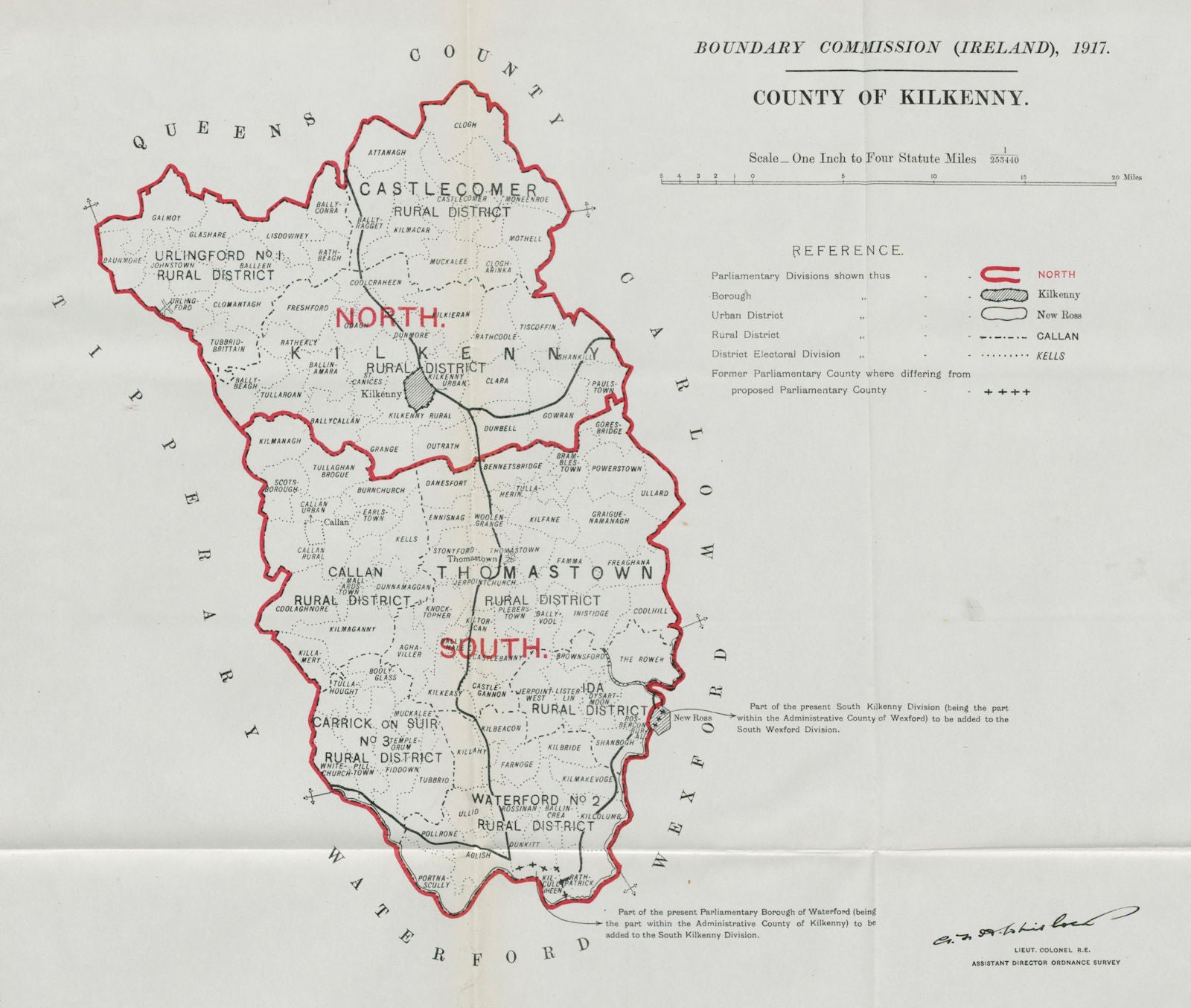 County Kilkenny Parliamentary. Ireland. BOUNDARY COMMISSION. Whitlock 1917 map